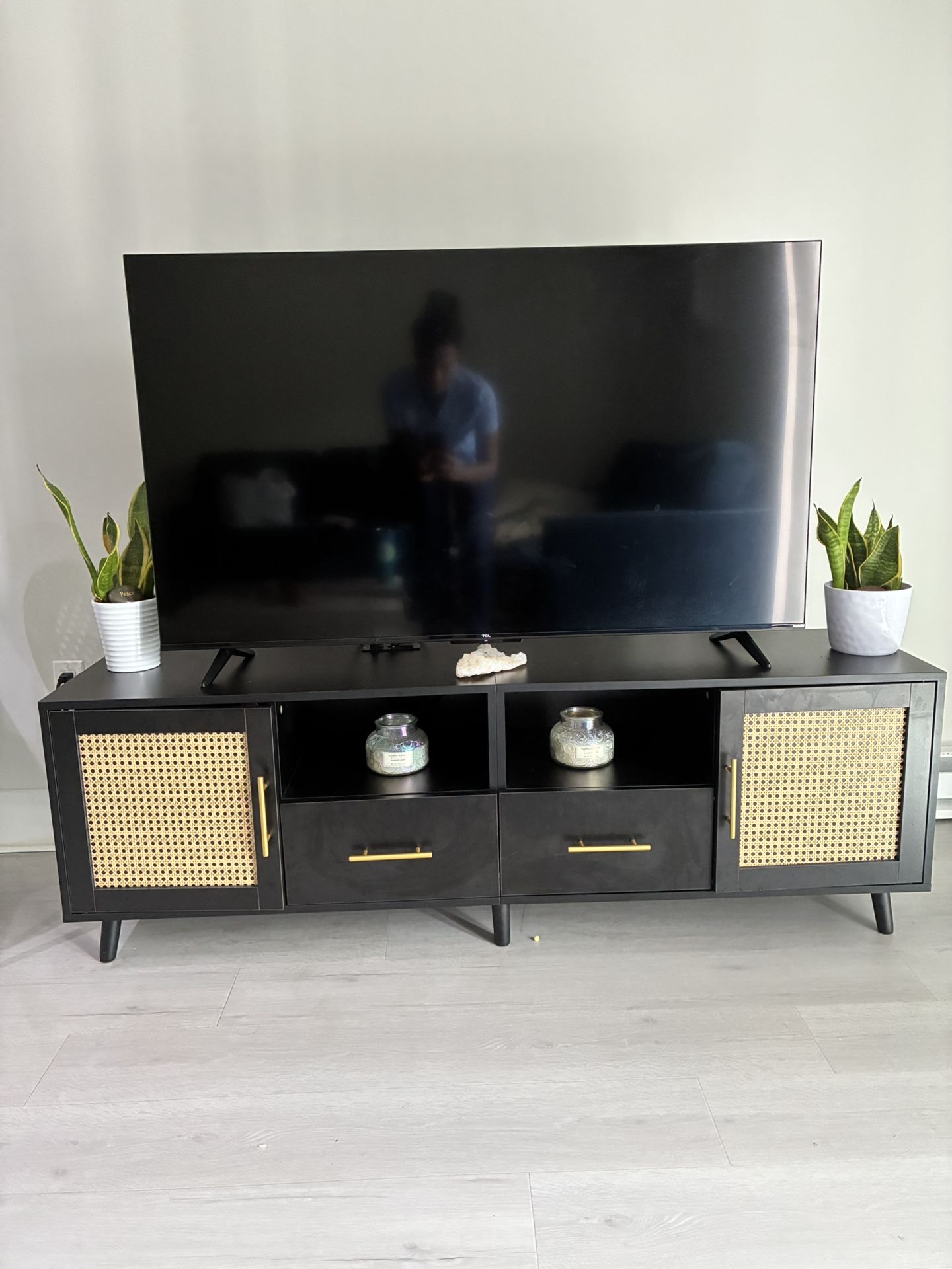 Modern TV Stand + 50” Smart TV Bundle (Great Condition!)