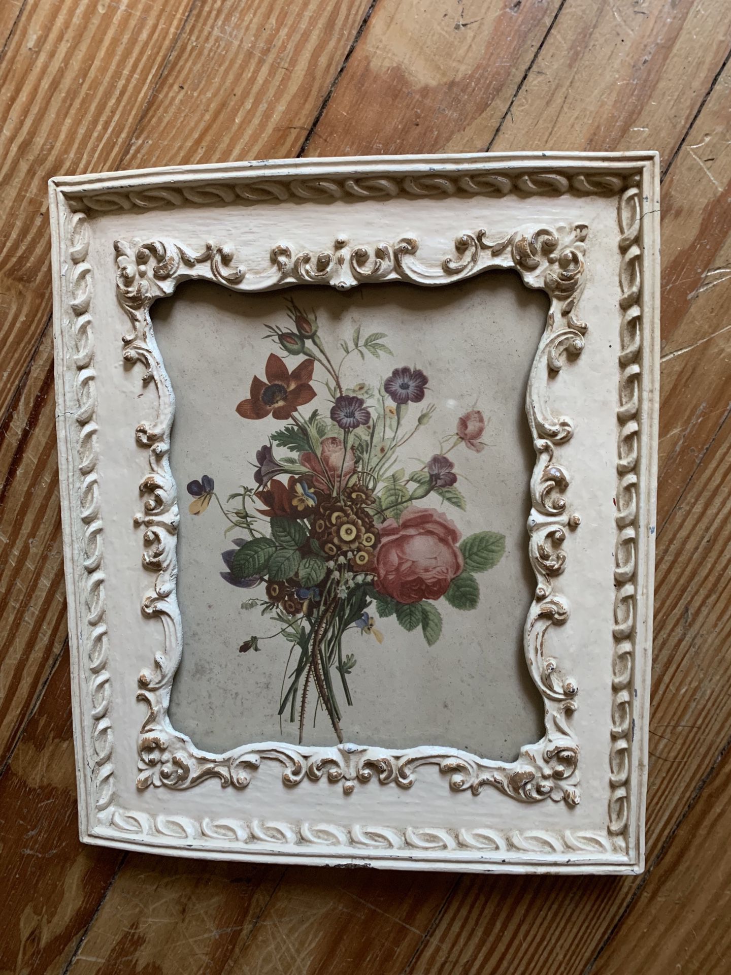 Vintage framed flower print