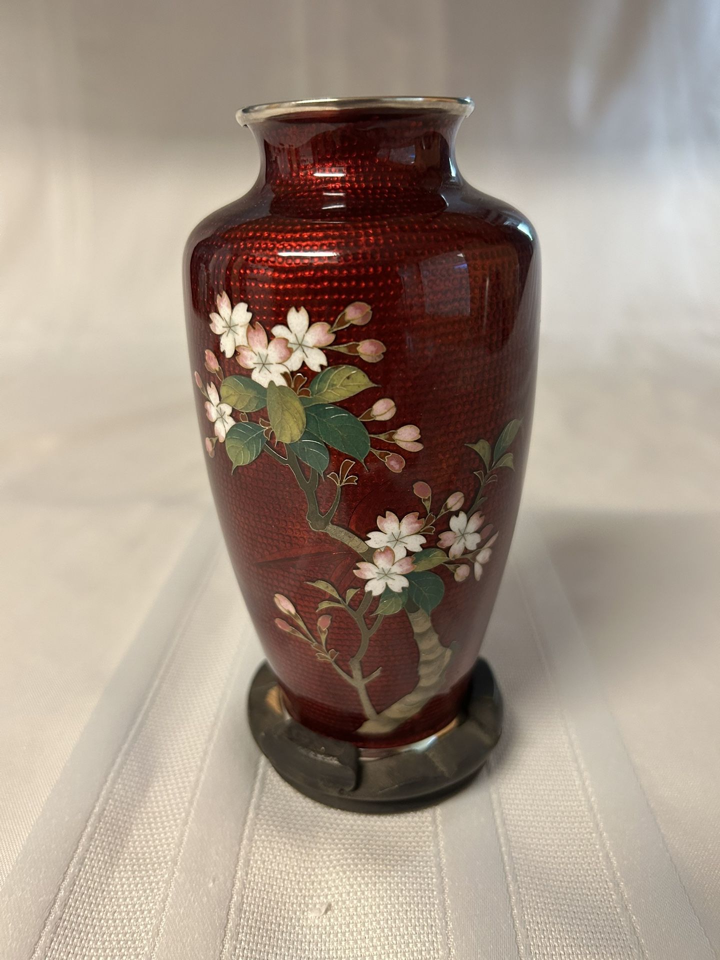 Sato Cloisonné 6” Pigeon Blood Vase (1950’s)