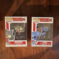 NEW Funko Pop - The Simpsons - ITCHY # 903 and SCRATCHY # 904 Lot set of 2