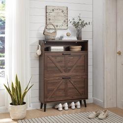 Farmhouse Shoe Organizer, Walnut