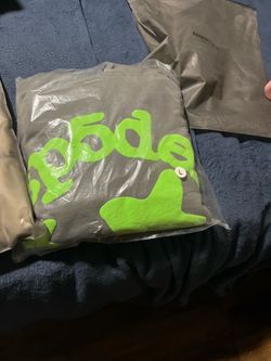 Gray Graphic hoodie with Neon Green Print Size L