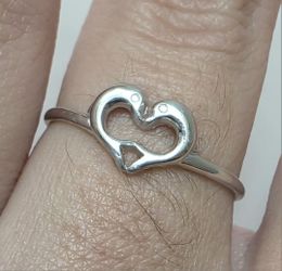 Size 9 Dolphin Heart Sterling Silver Ring