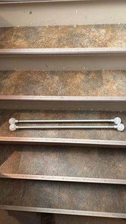 Double Curtain Rod Set Silver with Decorative Finials