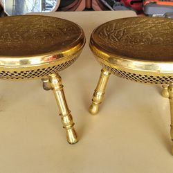Pair Of Moroccan Foot Warmer Stools - Brass Decor Piece