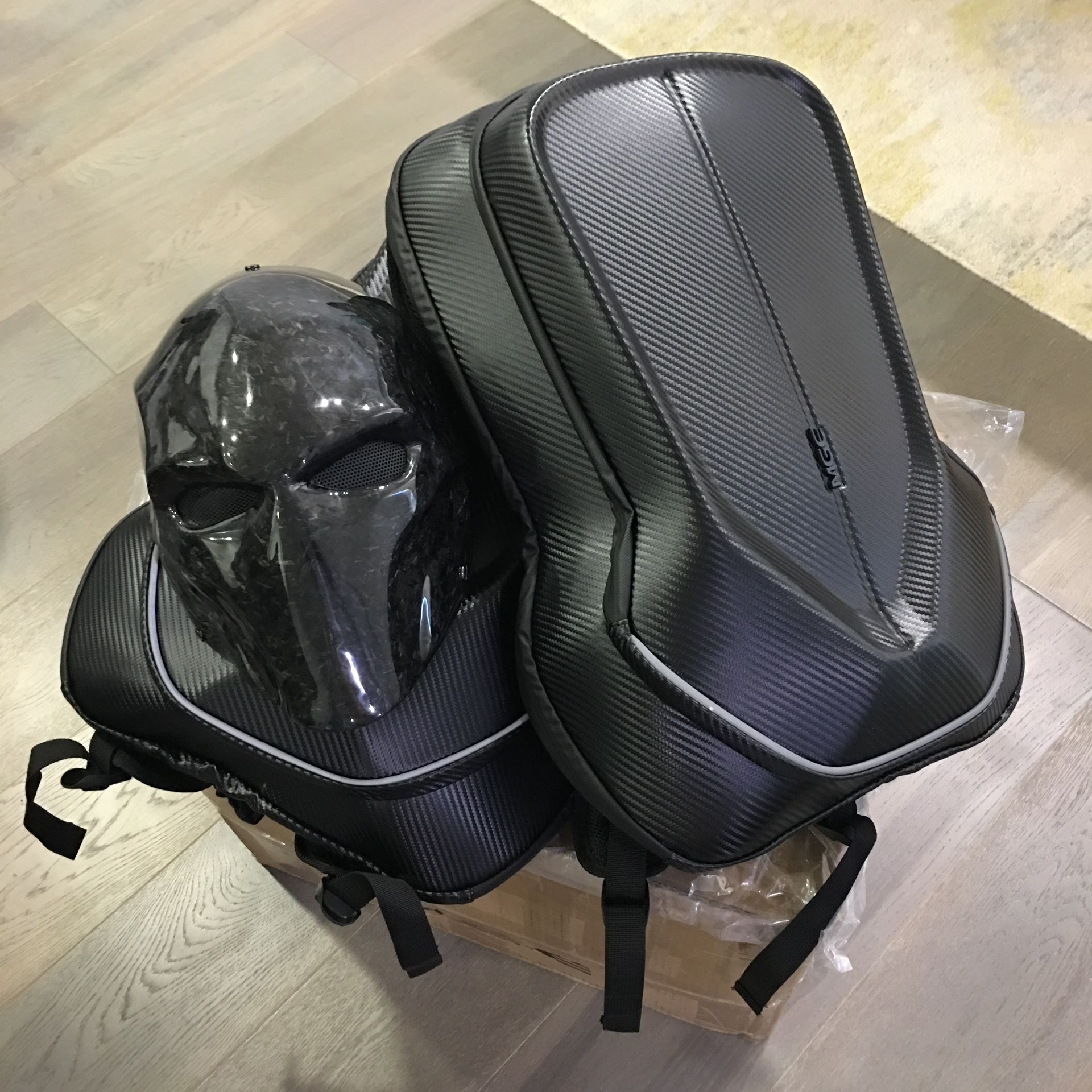 Carbon Fiber Style Viynl Bike School Backpack! 17” Laptop No Problem