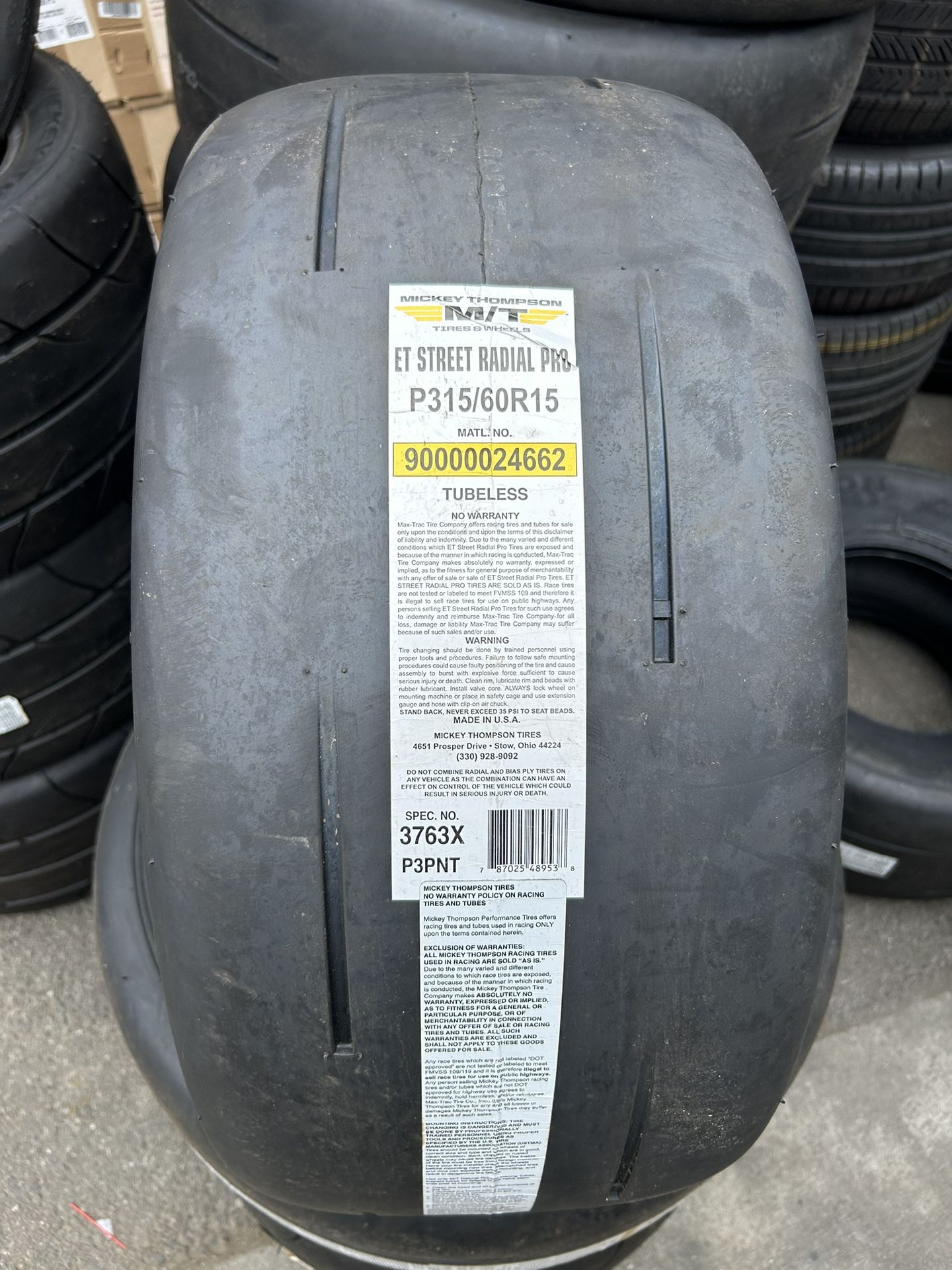 315/60/15. PRO ETR. MICKEY THOMPSON