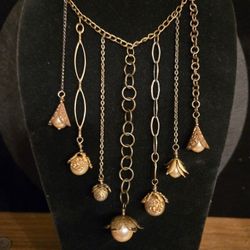 Mixed Chains In Brass And Cream Pearl  N.k
