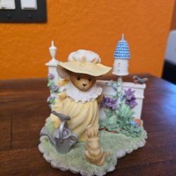 Cherished Teddies Priscilla And Clara Figurine Special Event Signed Vintage Retired  864331  Girl Bear Garden Cat Bird 
