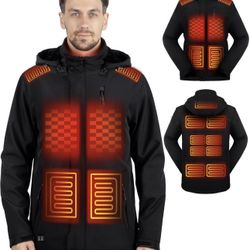 New-Heated Jacket for Men, Winter Heating Coat Men's Outdoor Coat with Detachable Hood 