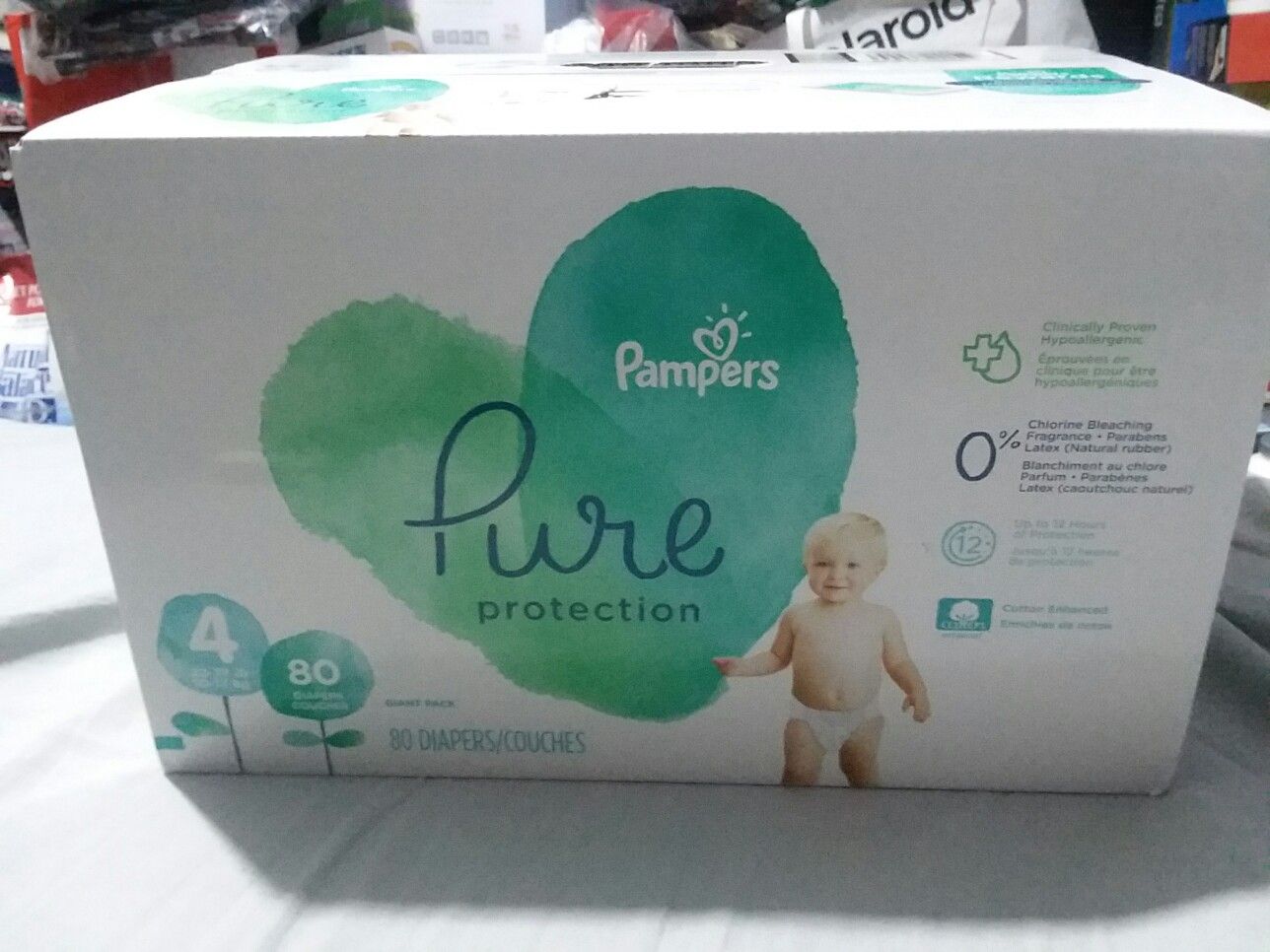Pampers Pure Disposable Baby Diapers, Hypoallergenic and Fragrance Free Protection, Size 4, 80 Count, Giant
