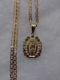 14k Gold filled virgen de Guadalupe necklace