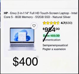 HP - Envy 2-in-114i Full HD TouchScreen Laptop - Intel Core 5 - 8GB Memory - 512GB SSD - Natural Silver