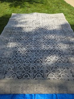 Large Gray and Black Distressed Area Rug