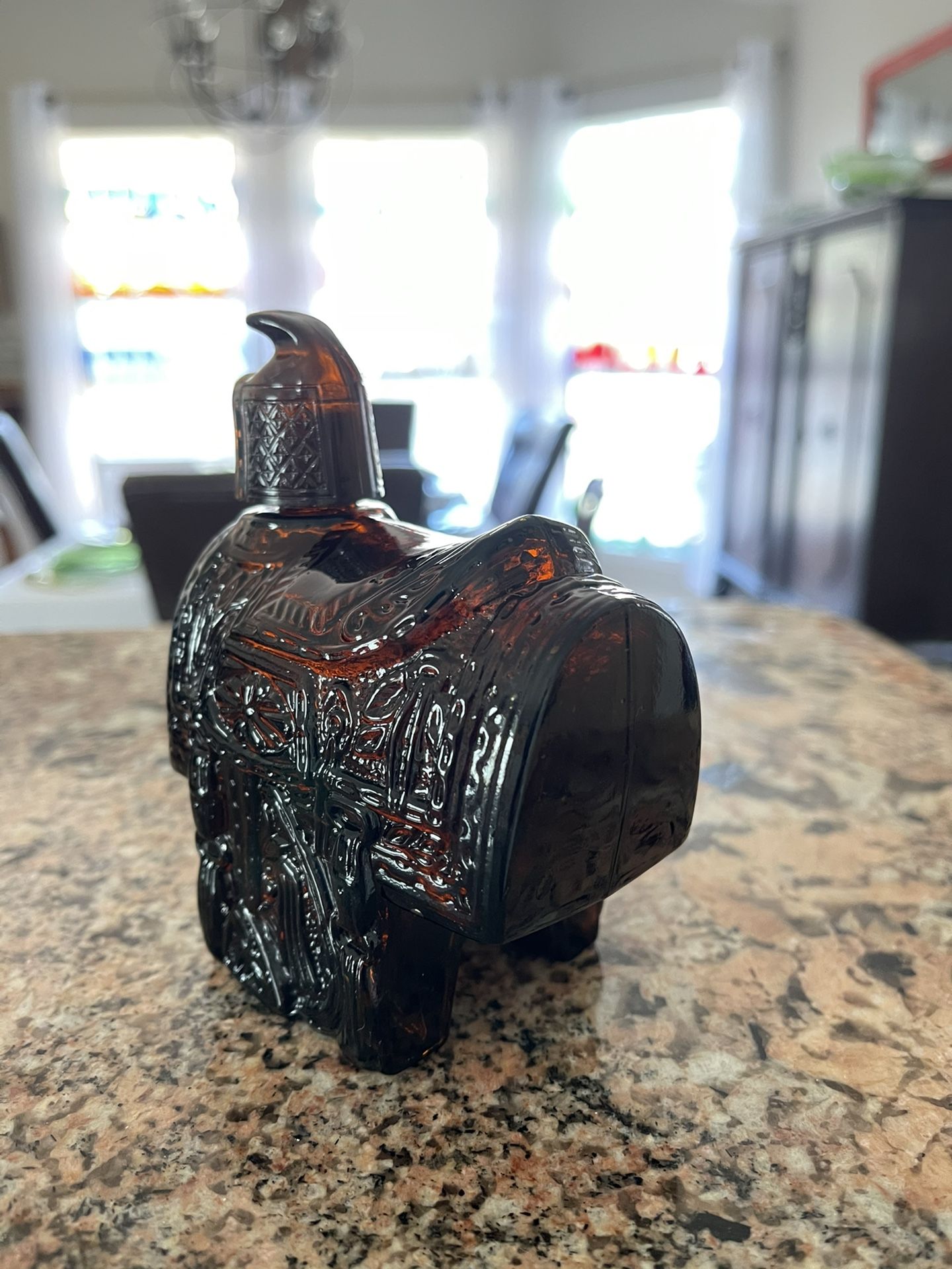 AVON saddle Cologne Bottle, Brown Glass