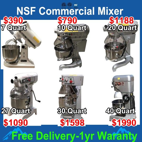 Commercial Mixer Planetary Spiral Dough NSF 10qt 20qt 30qt 40qt restaurant bakery equipment