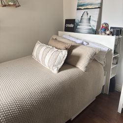 Full Size Bed frame With Bookshelf Headboard