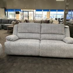 Big New Soft Grey Reclining Sofa Couch Set 