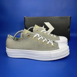 Converse All Star Lift Ox Platform Shoes Womens Dark Driftwood White