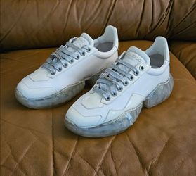 Women's Jimmy Choo Ivory Leather Diamond Chunky Sneakers Size 8 US (EXCELLENT SHAPE)