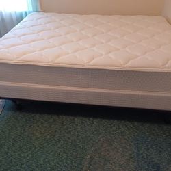 Made In The USA- Lindsey - Nice Condition/ Full Size Mattress, Box Spring And Railing Mattress And Box Spring With Rails