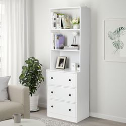 Vertical File Cabinet, 3-Tier Modern Bookshelf with 3 Large Drawer, Wood Filing Cabinet with Open Storage Shelf, Glass Doors and Adjustable Shelves fo
