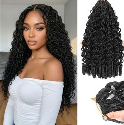 Burmese Curly Crochet Hair with Spiral Curl Ends Synthetic 8 Packs 18" 1B