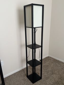 Modern Black Floor Lamp with 3 Display Shelves