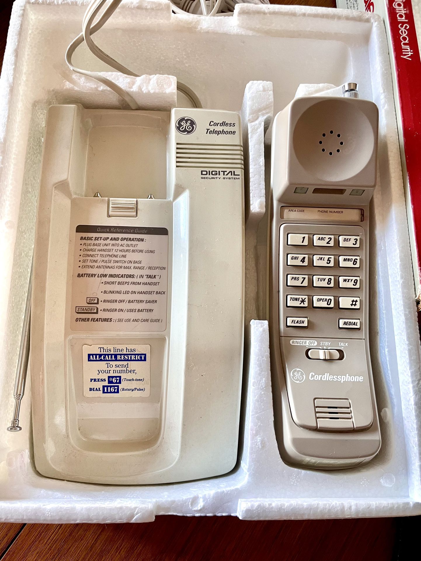 Vintage GE 2-9510 Cordless Phone Dual Crystal In Box