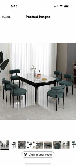 Brand New DYHOME Green Boucle Dining Chairs - Set of 6 - Sealed in Box