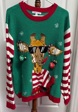 Holiday Giraffe Ugly Christmas Sweater Unisex XXL just $10