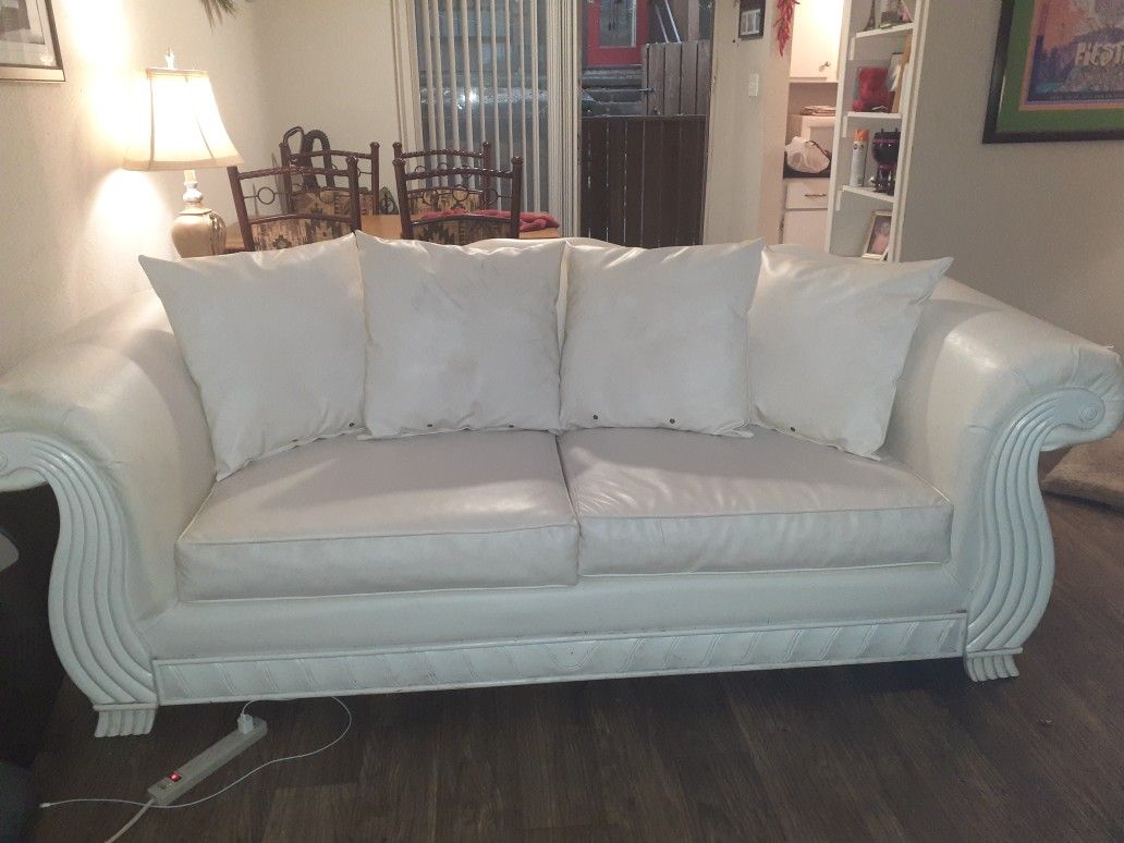White leather couches with tables for Sale in San Antonio, TX OfferUp