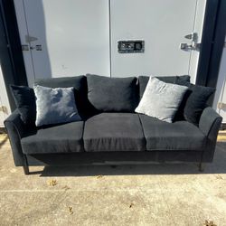 Modern Black Velvet 3 Seat Couch