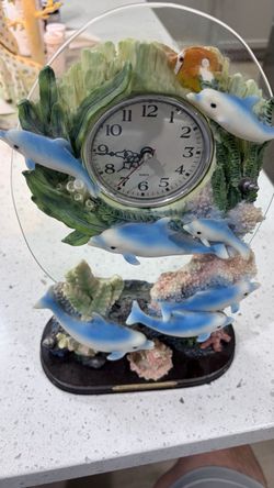 Dolphin Ocean Resin Quartz Mantel Clock