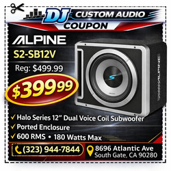 Alpine S2-SB12V Halo S-Series 12" Linkable Ported Subwoofer Enclosure 1800 Watts 🚨 Payment Options Available 🚨 No Credit Needed 🚨