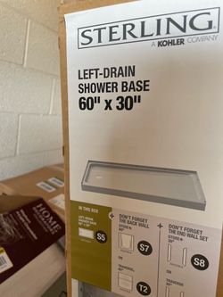 Ensemble 60 x 30 Alcove Shower Pan Base with Left Drain in White