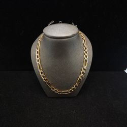 14k Gold Paved Figaro Chain 