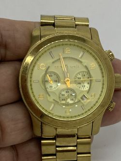 Preowned Gold Tone Michael Kors 45mm Watch 