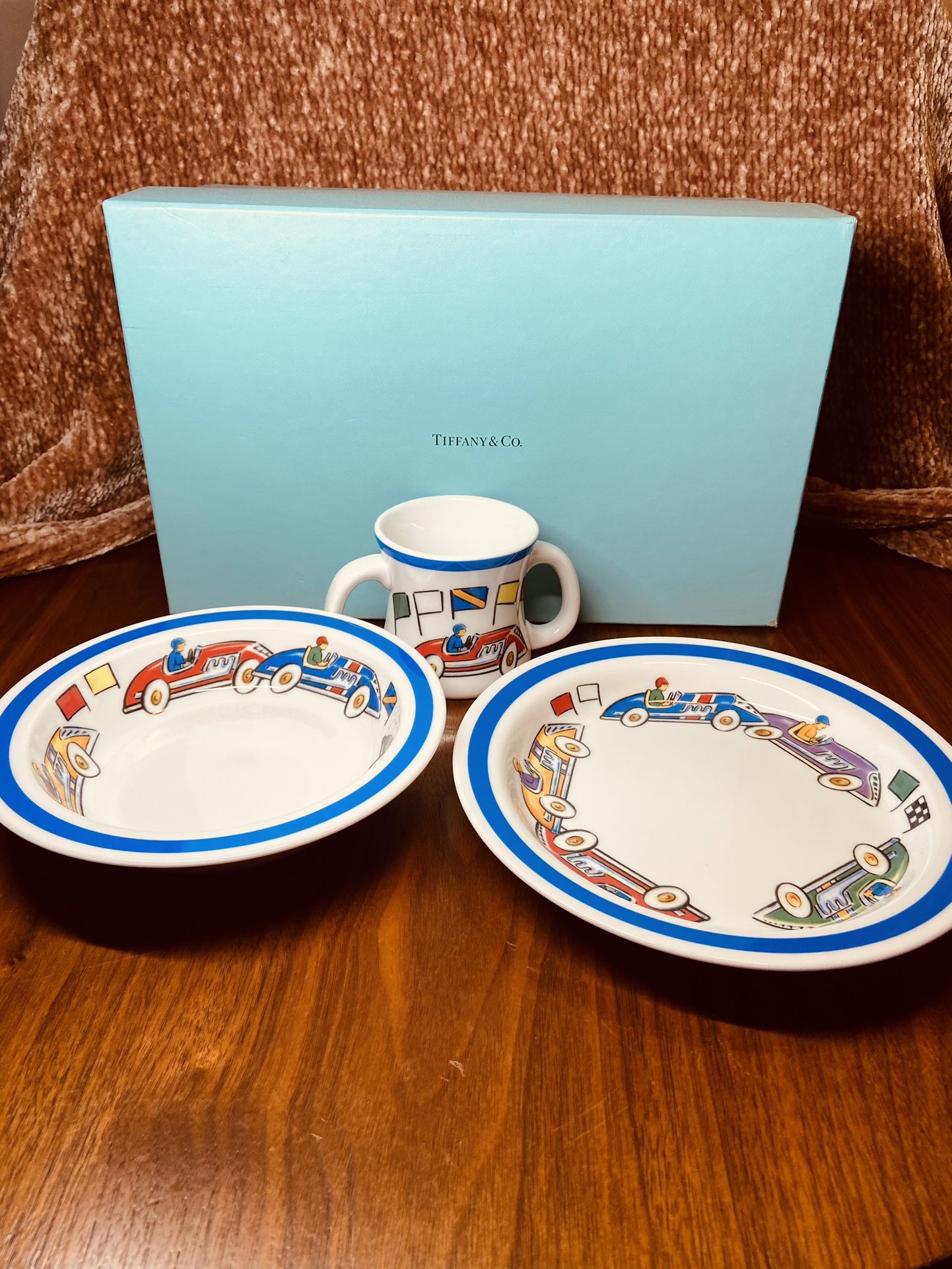 Vintage Tiffany’s Race Car Children’ Dinnerware Set