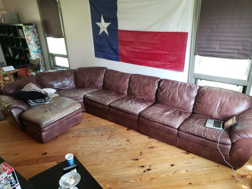 Large comfy leather sectional