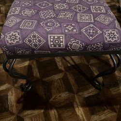 Purple Ottoman With Metal Frame
