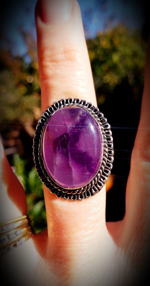 💜Beautiful Amethyst, Sterling Silver Ring💜! Size 7