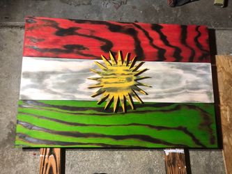 Handmade Kurdish Flag Wood Wall Art