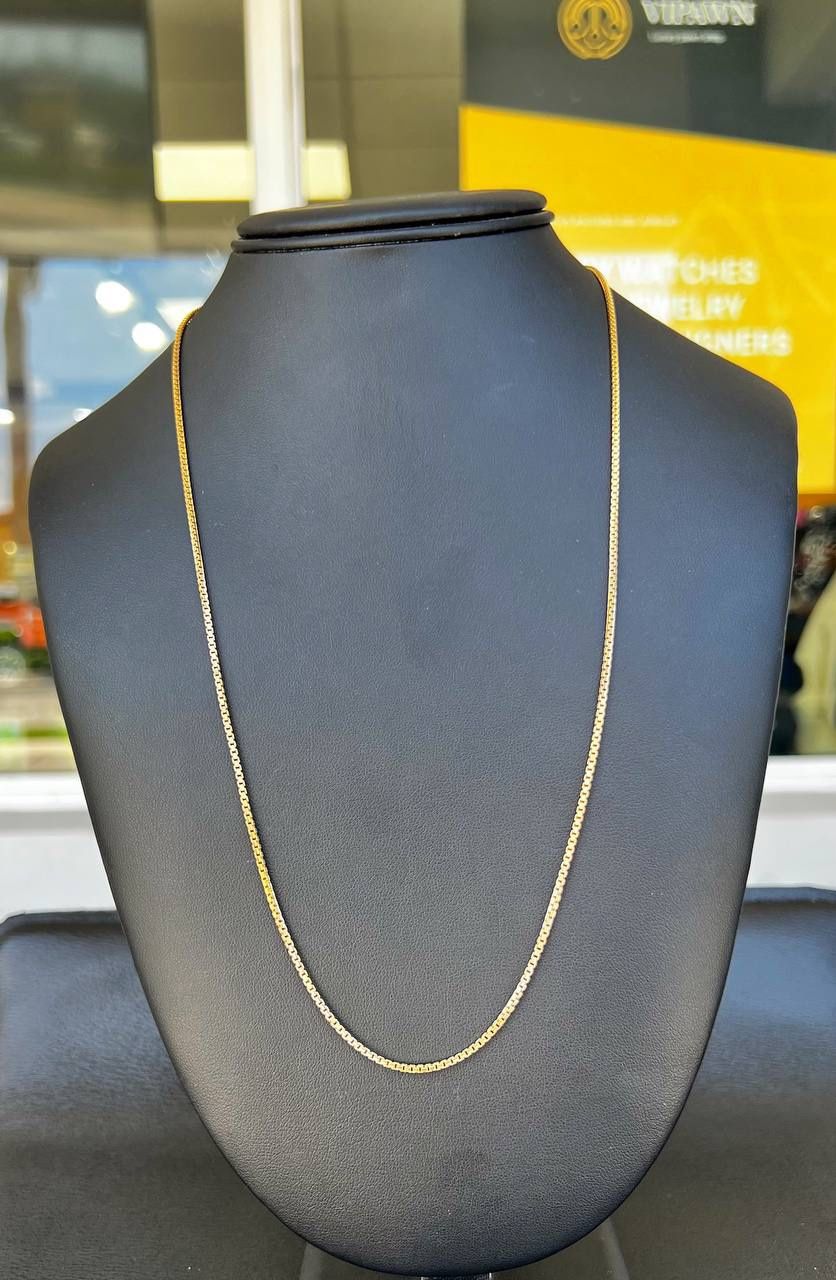 18k yellow solid gold box chain 28 inches necklace 12 grams
