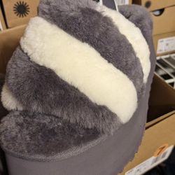 AUTHENTIC UGG AUSTRALIA DISCO STRIPE SLIDE    Women's 7 Grey 