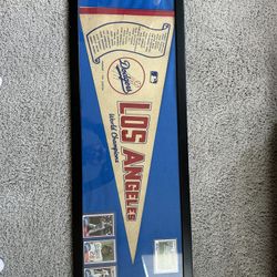 Rare Vintage Framed Los Angeles Dodgers pennant from 1981. 