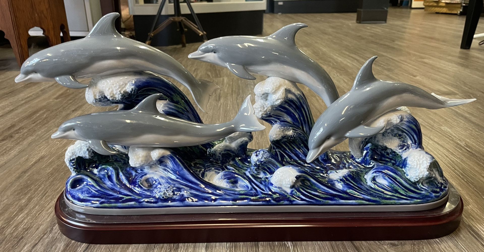 Lladro - The Dolphins Pod Of 4 W/ Box & Base