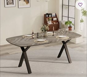 71in Modern Oval Pedestal Dining Table for 6-8 People - Brand New