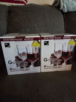 2 boxes of shatterproof acrylic 13oz stemware glasses