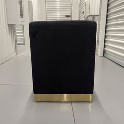 Square Velvet Ottoman Footrest Stool with Gold Base 